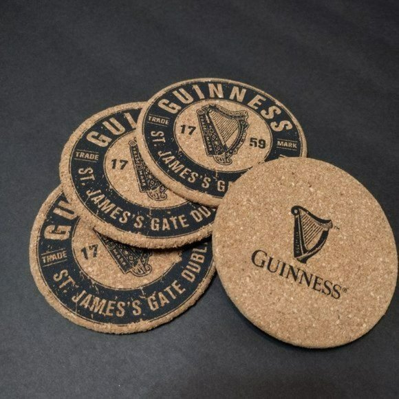 Guinness Cork Coasters (Pack of 4), NEW, Bar Decor, Beer Lover, Man Cave - Picture 2 of 4